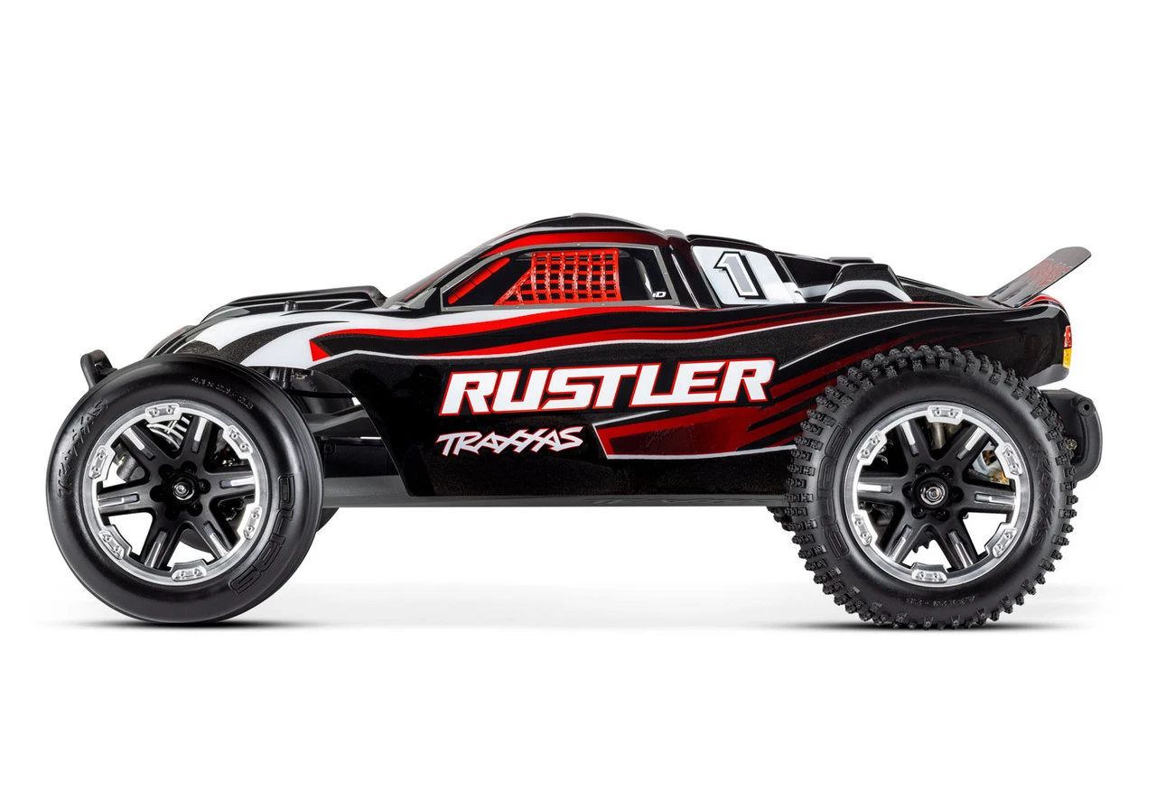 Traxxas Rustler 1/10 RTR Stadium Truck W/XL-5 ESC, TQ 2.4GHz Radio, Battery & DC Charger, LED Lighting (Black) 2 Traxxas Rustler 1/10 RTR Stadium Truck W/XL-5 ESC, TQ 2.4GHz Radio, Battery & DC Charger, LED Lighting (Black) - Image 2