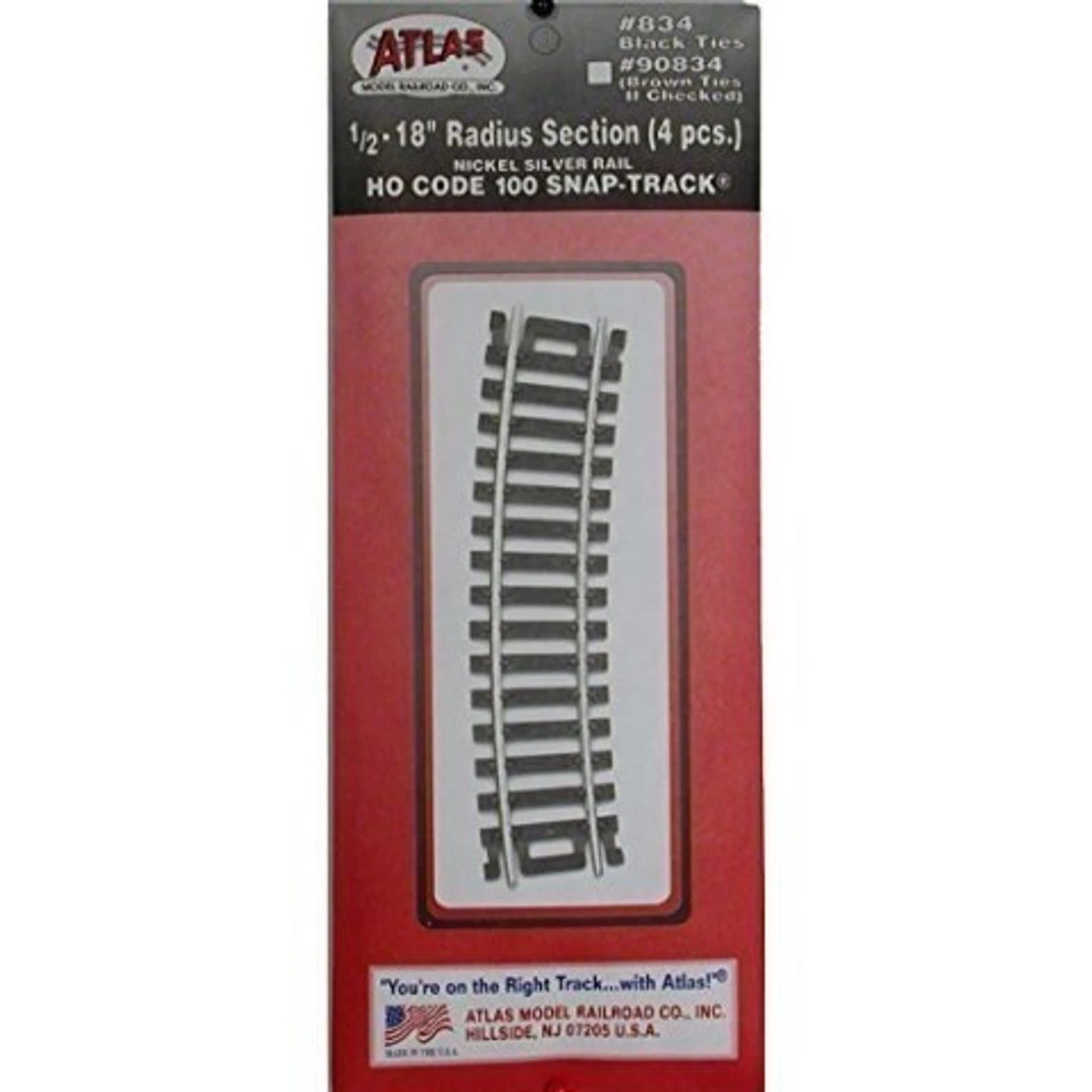 Atlas 834 HO Code 100 Nickel Silver 1/2-18" Radius Snap-Track 1 Atlas 834 HO Code 100 Nickel Silver 1/2-18" Radius Snap-Track
